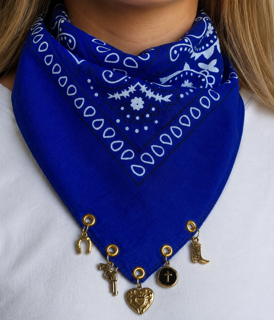 Bandana à charms Bleu Électrique