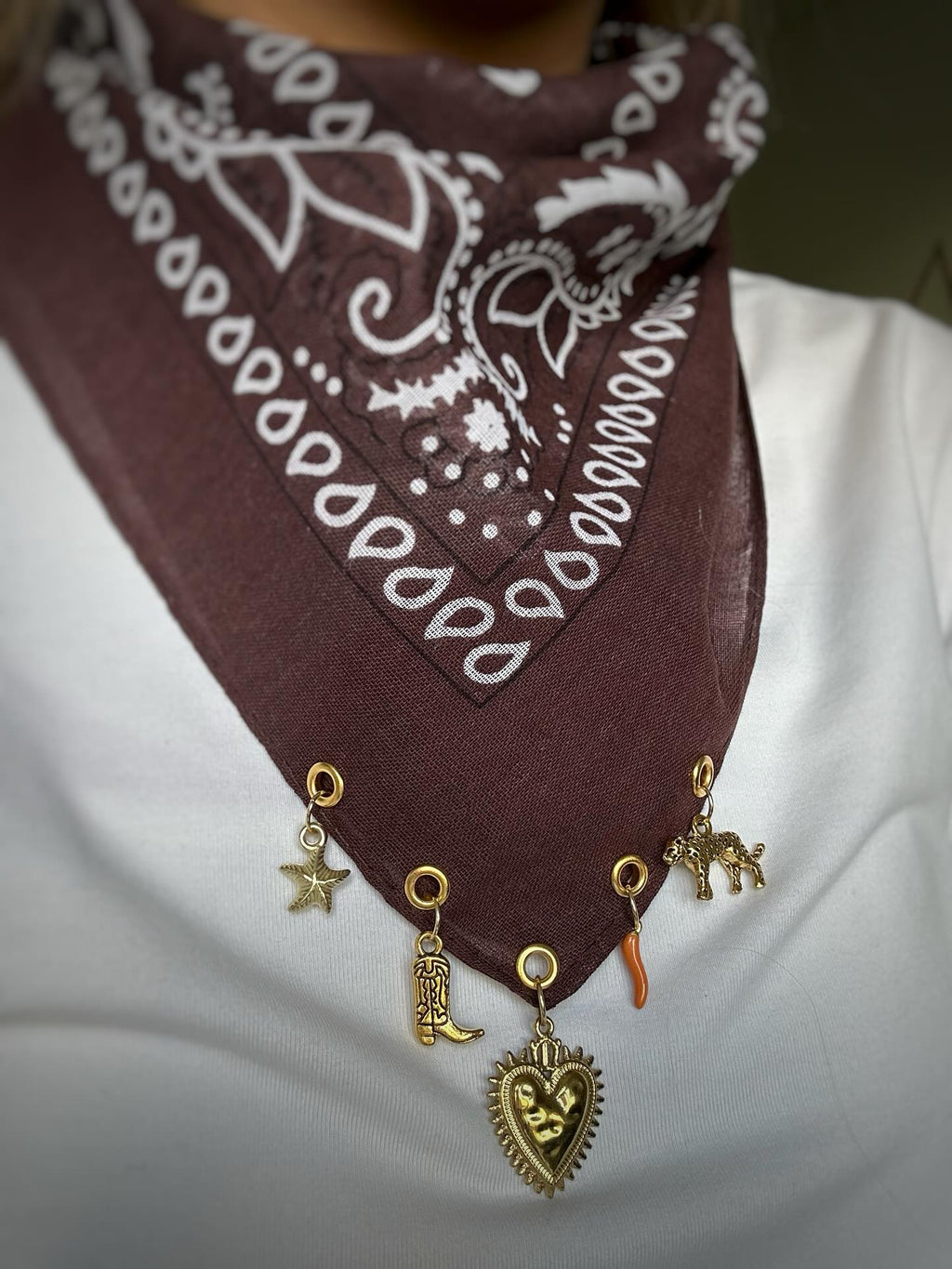 Bandana à charms Prune