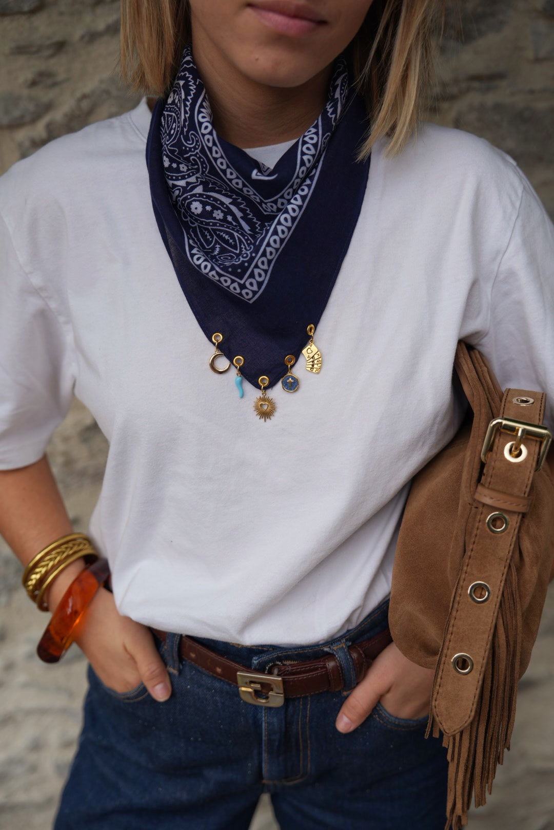 Bandana à charms Bleu Marine