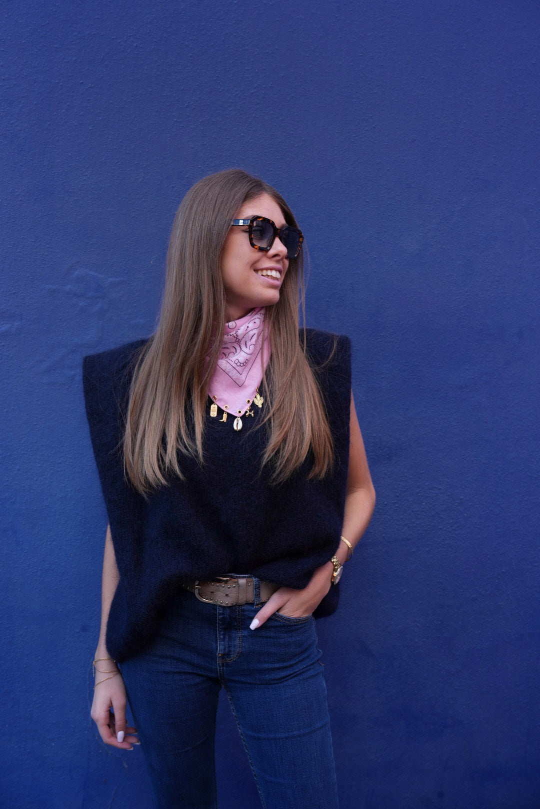 Bandana à charms Rose