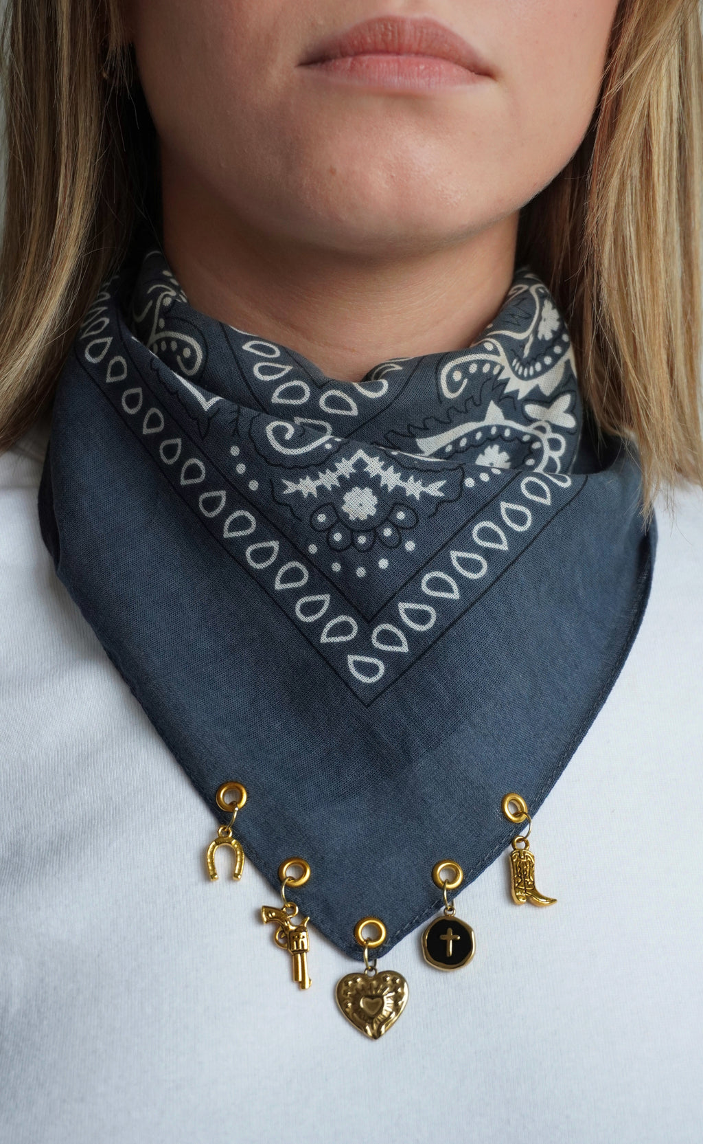 Bandana à charms Bleu Gris