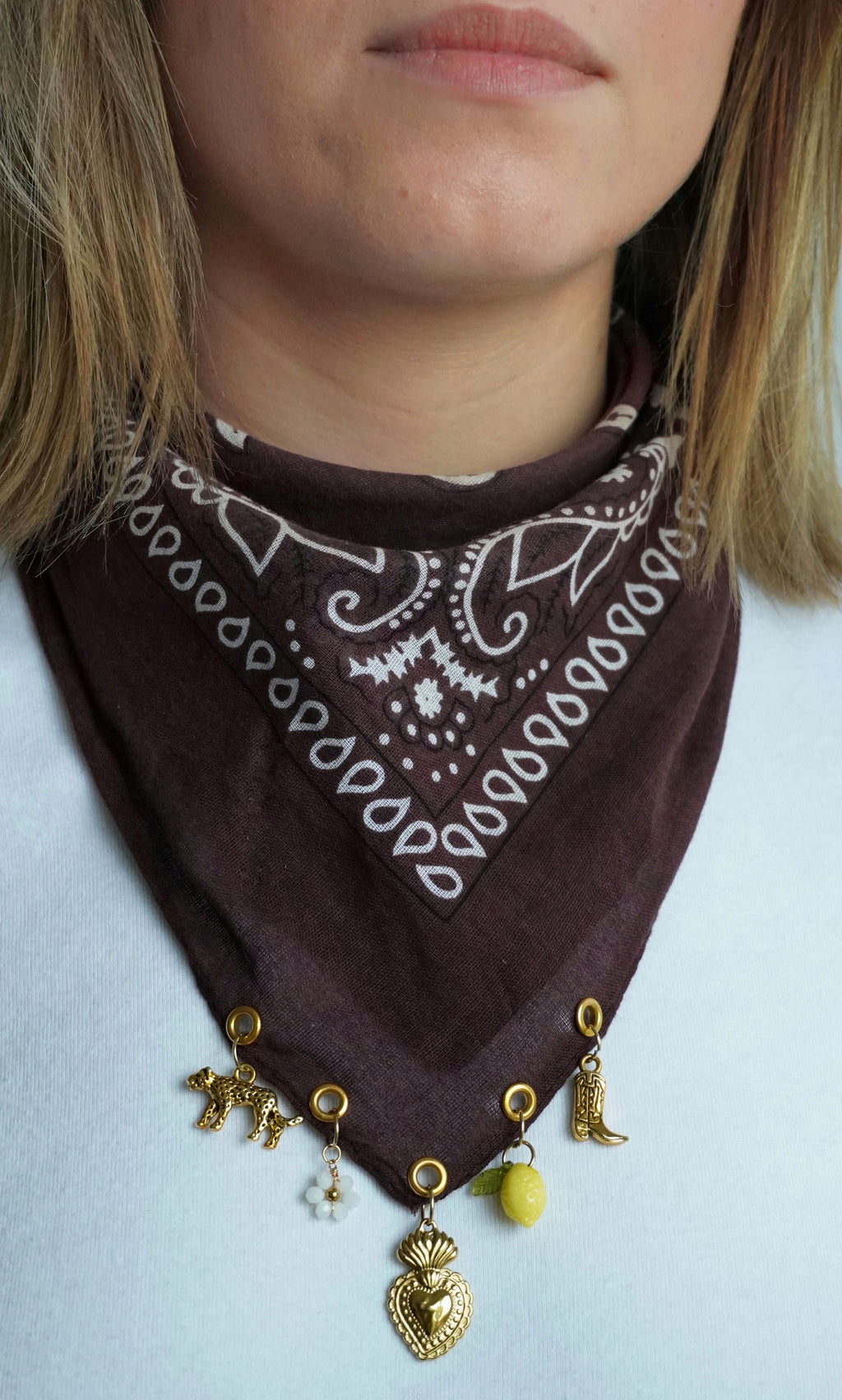 Bandana à charms Prune