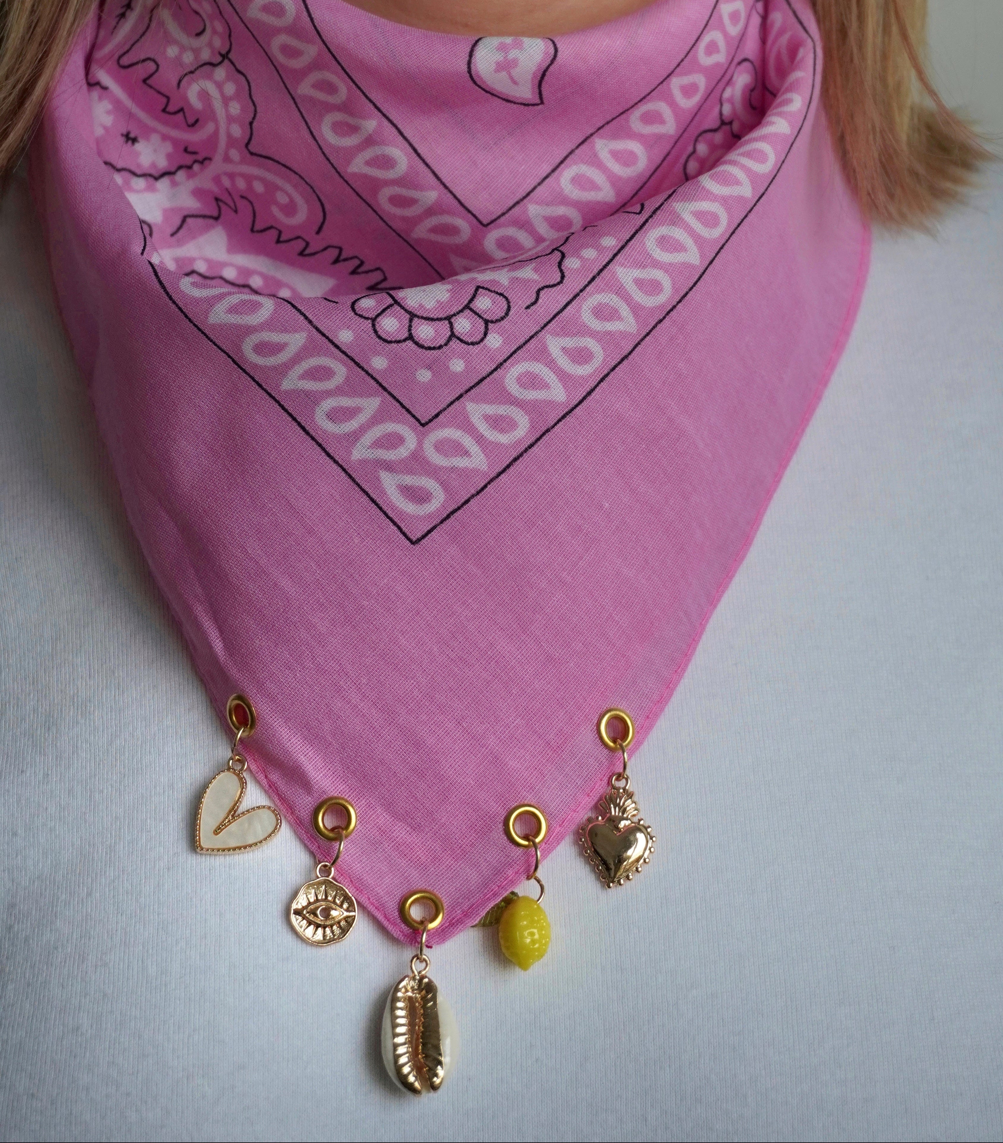 Bandana à charms Rose