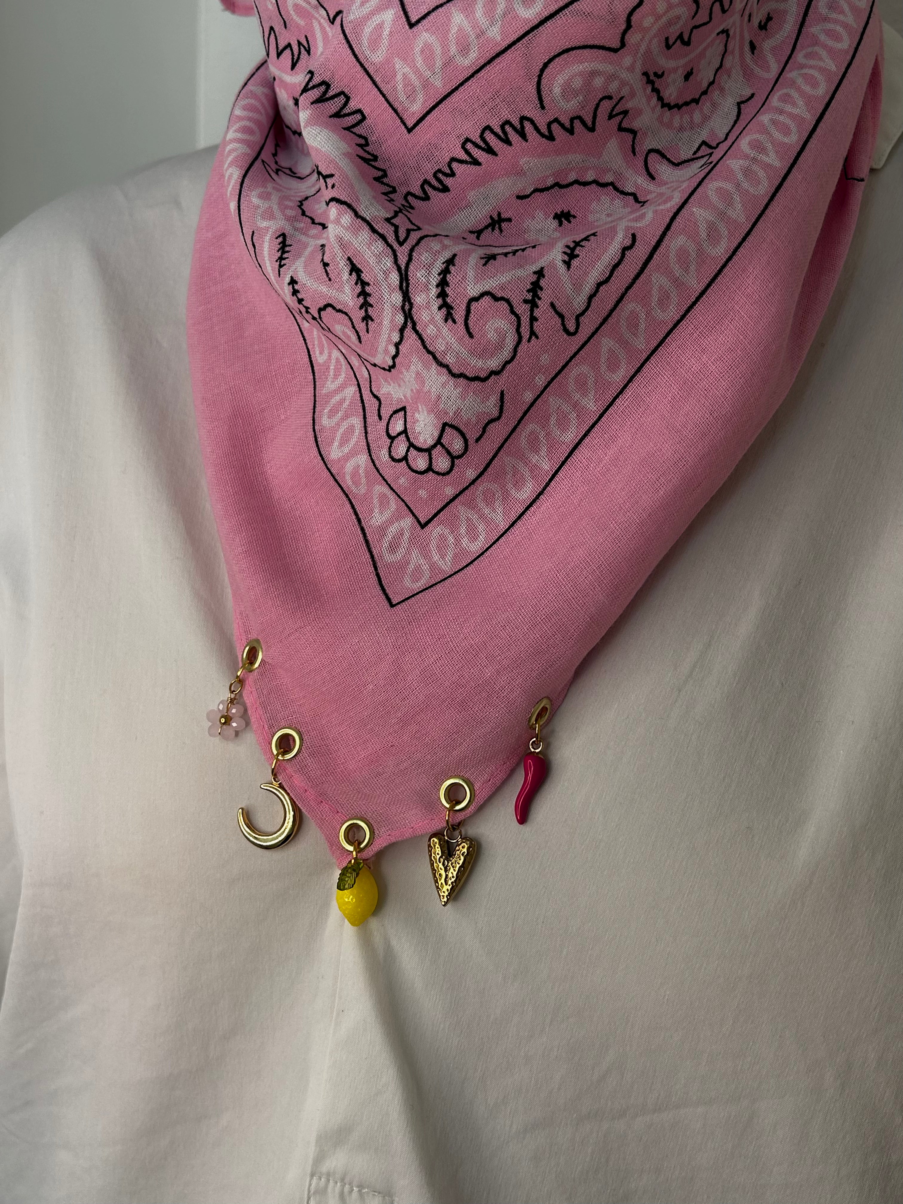 Bandana à charms Rose