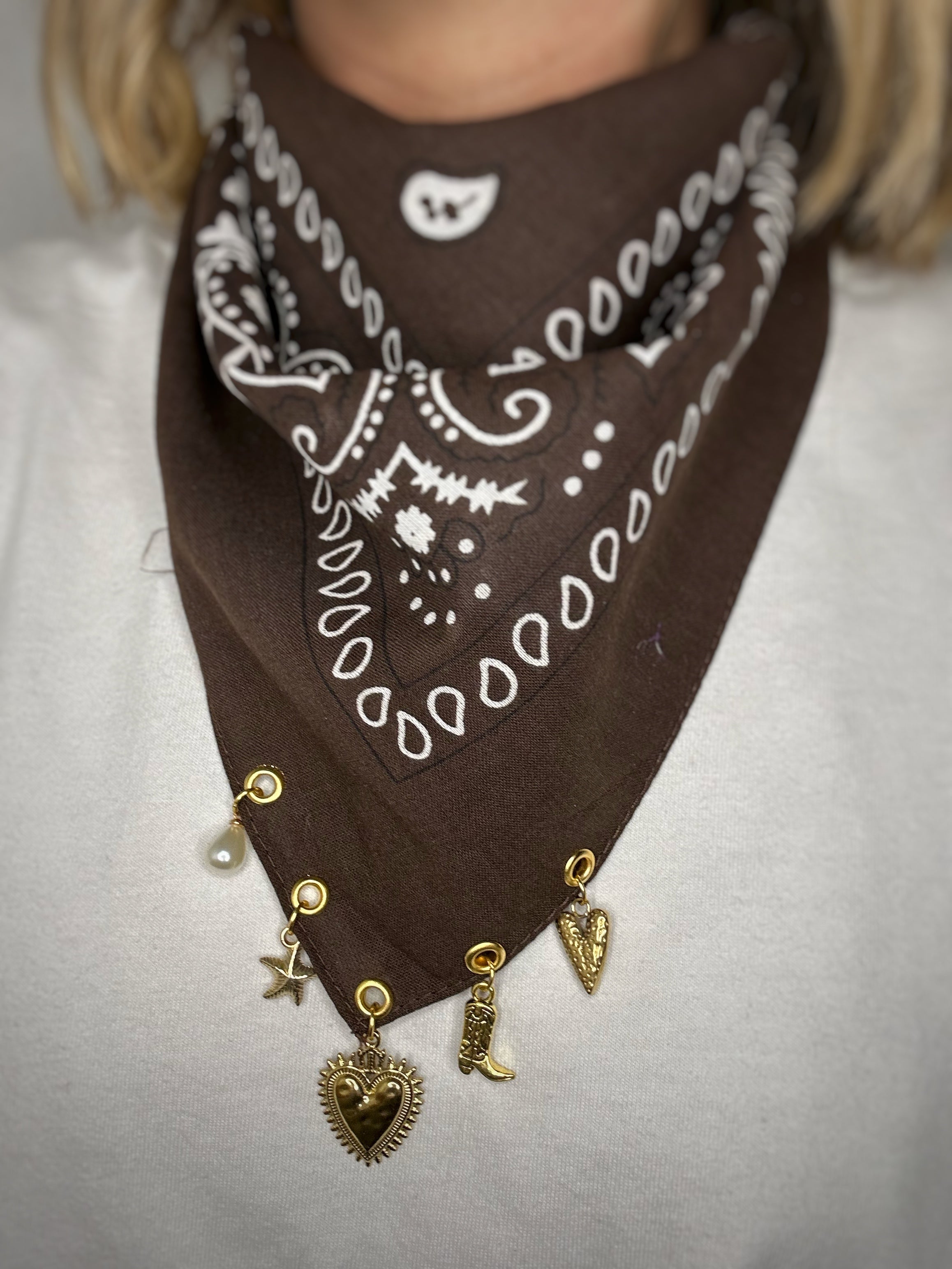 Bandana à charms Marron